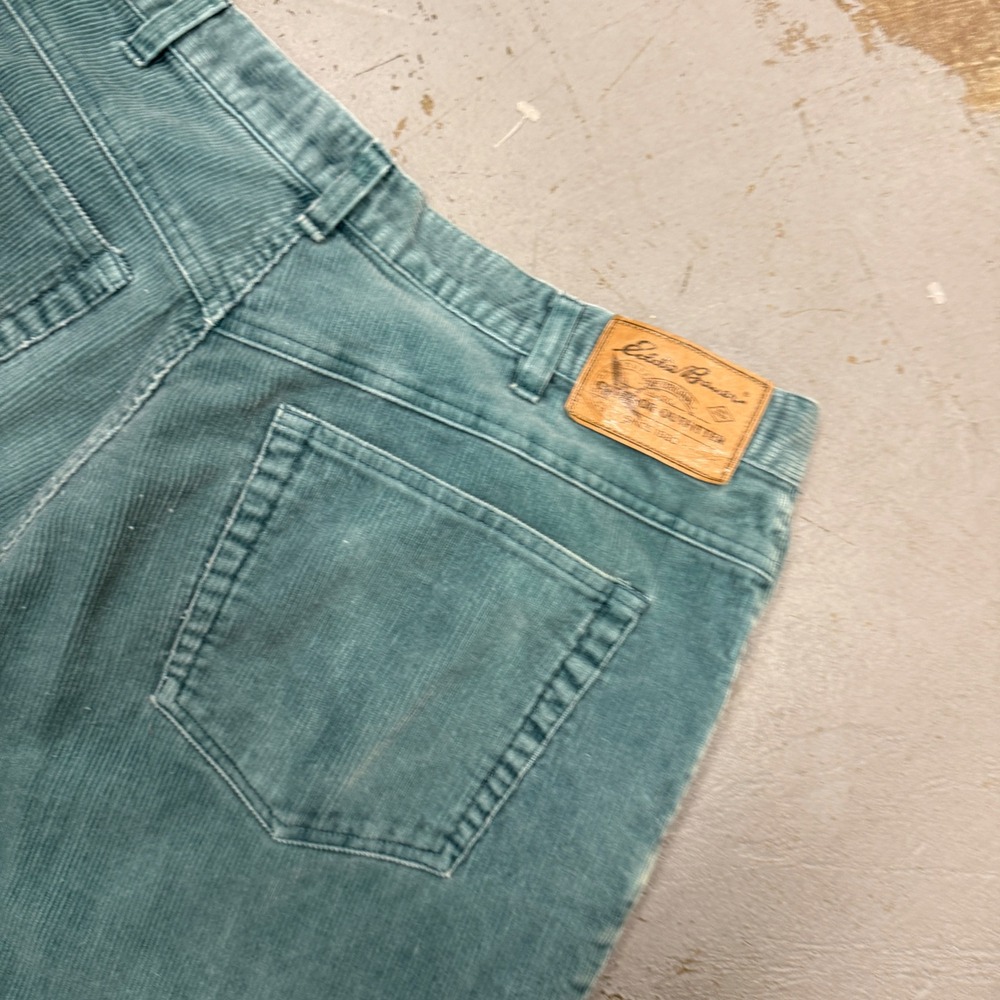 Vintage Eddie Bauer Corduroy Pants Teal Green Straight Leg Cotton 36 x 30 - Picture 4 of 7